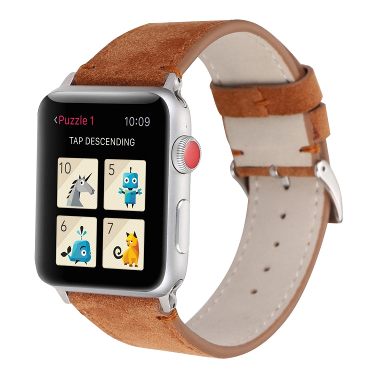 Frosted Genuine Leather Watchband For Apple Watch Series 6 & SE & 5 & 4 40mm / 3 & 2 & 1 38mm, For Apple Watch Series 7 41mm / 6 & SE & 5 & 4 40mm / 3 & 2 & 1 38mm