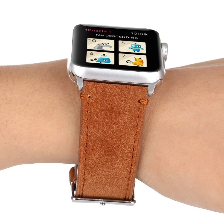 Frosted Genuine Leather Watchband For Apple Watch Series 6 & SE & 5 & 4 40mm / 3 & 2 & 1 38mm, For Apple Watch Series 7 41mm / 6 & SE & 5 & 4 40mm / 3 & 2 & 1 38mm