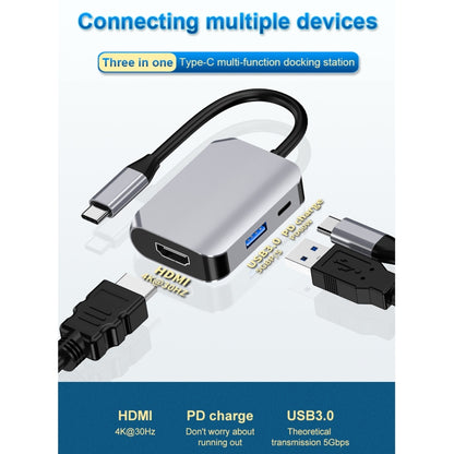 HW-6003 3 In 1 Type-C / USB-C to HDMI + PD + USB 3.0 Docking Station Adapter Converter, HW-6003