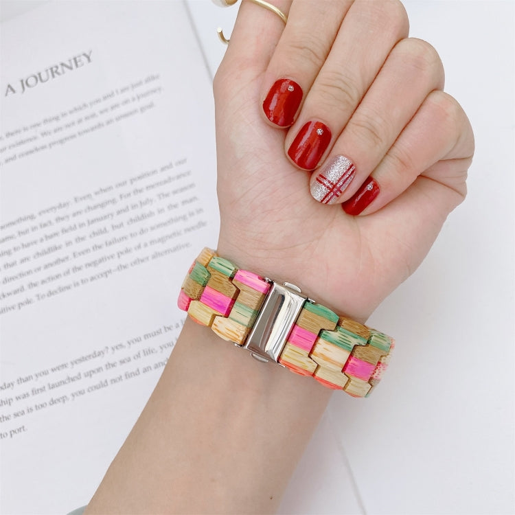 Wooden Bead Woven Watchband For Apple Watch Series 6 & SE & 5 & 4 40mm / 3 & 2 & 1 38mm, For Apple Watch Series 7 41mm / 6 & SE & 5 & 4 40mm / 3 & 2 & 1 38mm, For Apple Watch Series 8&7 41mm / SE 2&6&SE&5&4 40mm / 3&2&1 38mm