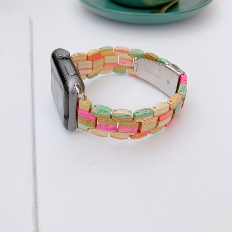 Wooden Bead Woven Watchband For Apple Watch Series 6 & SE & 5 & 4 40mm / 3 & 2 & 1 38mm, For Apple Watch Series 7 41mm / 6 & SE & 5 & 4 40mm / 3 & 2 & 1 38mm, For Apple Watch Series 8&7 41mm / SE 2&6&SE&5&4 40mm / 3&2&1 38mm