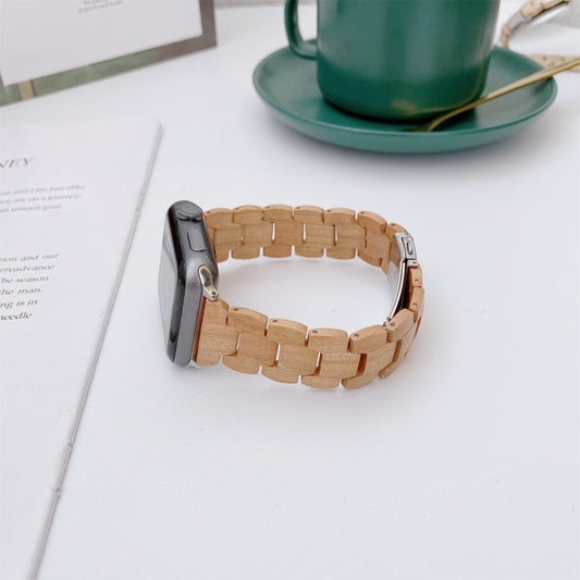 Wooden Bead Woven Watchband For Apple Watch Series 6 & SE & 5 & 4 44mm / 3 & 2 & 1 42mm, For Apple Watch Ultra 49mm / Series 8&7 45mm / SE 2&6&SE&5&4 44mm / 3&2&1 42mm