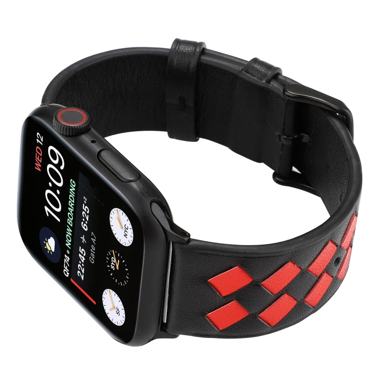 Woven Pattern Genuine Leather Strap, For Apple Watch Series 8&7 41mm / SE 2&6&SE&5&4 40mm / 3&2&1 38mm, For Apple Watch Series 7 41mm / 6 & SE & 5 & 4 40mm / 3 & 2 & 1 38mm, For Apple Watch Series 7 45mm / 6 & SE & 5 & 4 44mm / 3 & 2 & 1 42mm����������...