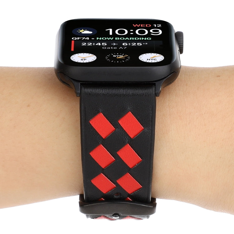 Woven Pattern Genuine Leather Strap, For Apple Watch Series 8&7 41mm / SE 2&6&SE&5&4 40mm / 3&2&1 38mm, For Apple Watch Series 7 41mm / 6 & SE & 5 & 4 40mm / 3 & 2 & 1 38mm, For Apple Watch Series 7 45mm / 6 & SE & 5 & 4 44mm / 3 & 2 & 1 42mm����������...
