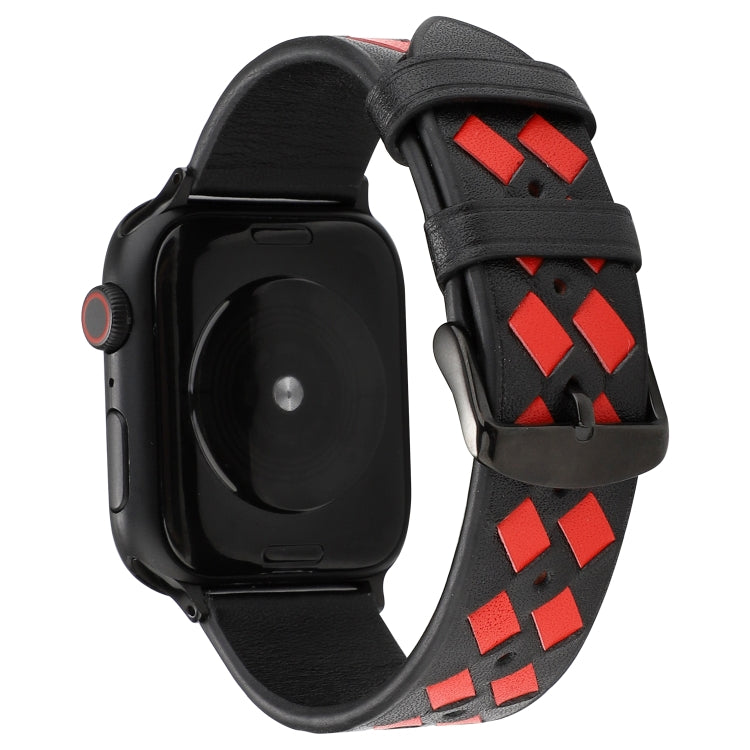 Woven Pattern Genuine Leather Strap, For Apple Watch Series 8&7 41mm / SE 2&6&SE&5&4 40mm / 3&2&1 38mm, For Apple Watch Series 7 41mm / 6 & SE & 5 & 4 40mm / 3 & 2 & 1 38mm, For Apple Watch Series 7 45mm / 6 & SE & 5 & 4 44mm / 3 & 2 & 1 42mm����������...