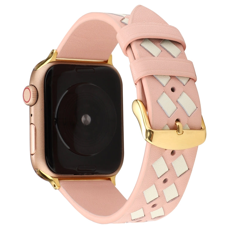 Woven Pattern Genuine Leather Strap, For Apple Watch Series 8&7 41mm / SE 2&6&SE&5&4 40mm / 3&2&1 38mm, For Apple Watch Series 7 41mm / 6 & SE & 5 & 4 40mm / 3 & 2 & 1 38mm, For Apple Watch Series 7 45mm / 6 & SE & 5 & 4 44mm / 3 & 2 & 1 42mm����������...