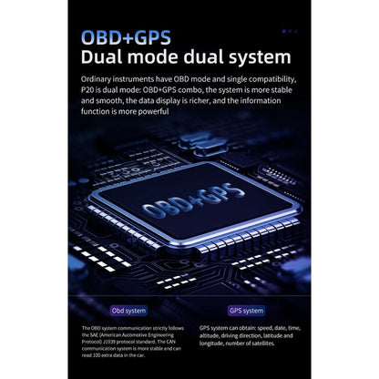 P20 OBD2 + GPS Mode Car Head-up Display HUD Overspeed / Speed / Water Temperature Alarm, P20