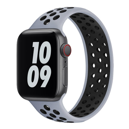 Elastic Silicone Watchband For Apple Watch Series 6 & SE & 5 & 4 40mm / 3 & 2 & 1 38mm, Length:150mm, 150mm (Black White), 150mm (Grey Black), 150mm (Light Pink White), 150mm (Black Red)