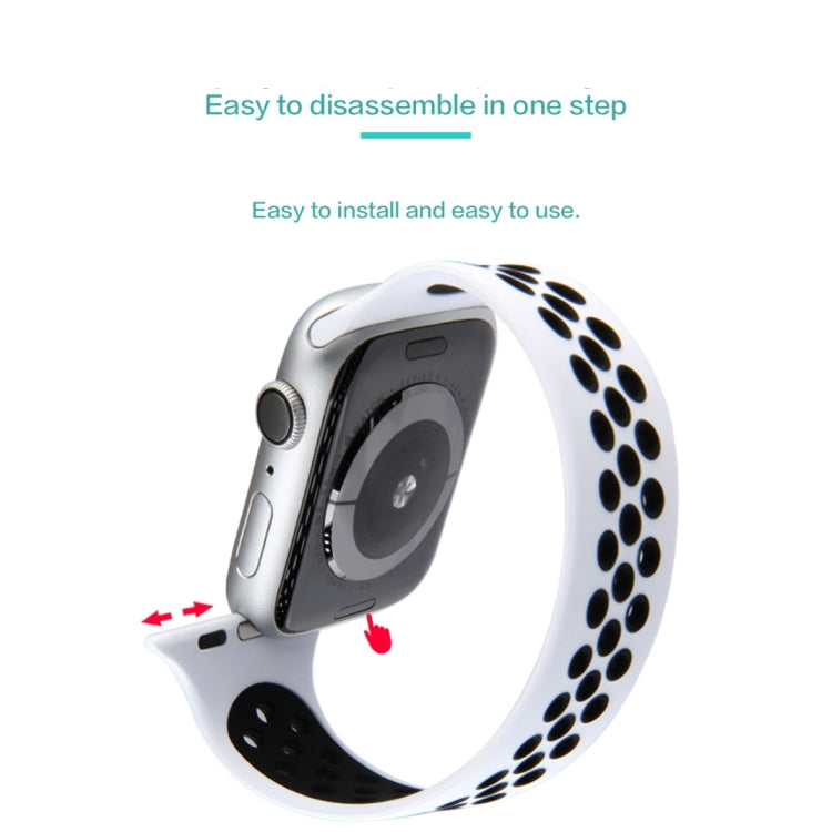Elastic Silicone Watchband For Apple Watch Series 6 & SE & 5 & 4 44mm / 3 & 2 & 1 42mm, 150mm (Black White), 150mm (Light Pink White), 150mm (Blue White), 160mm (Light Pink White)