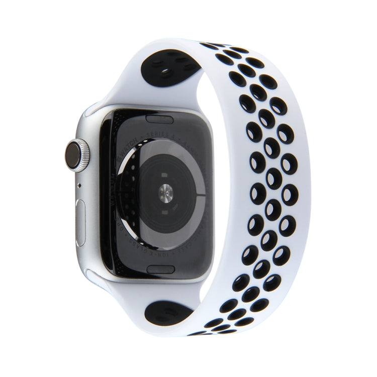 Elastic Silicone Watchband For Apple Watch Series 6 & SE & 5 & 4 40mm / 3 & 2 & 1 38mm, Length: 160mm, 160mm (White Black), 160mm (Black), 160mm (Black Yellow), 160mm (Black Grey), 160mm (Red Black), 160mm (Black White), 160mm (Black Red)��������������...