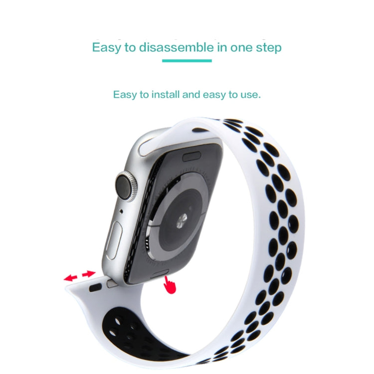 Elastic Silicone Watchband For Apple Watch Series 6 & SE & 5 & 4 40mm / 3 & 2 & 1 38mm, Length: 160mm, 160mm (White Black), 160mm (Black), 160mm (Black Yellow), 160mm (Black Grey), 160mm (Red Black), 160mm (Black White), 160mm (Black Red)��������������...