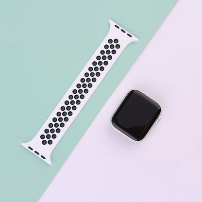 Elastic Silicone Watchband For Apple Watch Series 6 & SE & 5 & 4 40mm / 3 & 2 & 1 38mm, Length: 160mm, 160mm (White Black), 160mm (Black), 160mm (Black Yellow), 160mm (Black Grey), 160mm (Red Black), 160mm (Black White), 160mm (Black Red)              ...