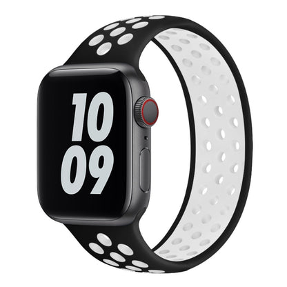 Elastic Silicone Watchband For Apple Watch Series 6 & SE & 5 & 4 40mm / 3 & 2 & 1 38mm, Length: 160mm, 160mm (White Black), 160mm (Black), 160mm (Black Yellow), 160mm (Black Grey), 160mm (Red Black), 160mm (Black White), 160mm (Black Red)              ...