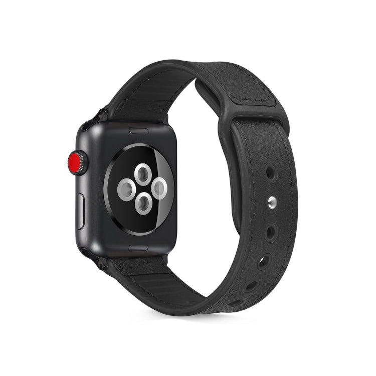 Paste Leather TPU Watchband For Apple Watch Series 6 & SE & 5 & 4 40mm / 3 & 2 & 1 38mm