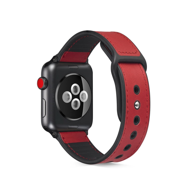Paste Leather TPU Watchband For Apple Watch Series 6 & SE & 5 & 4 44mm / 3 & 2 & 1 42mm