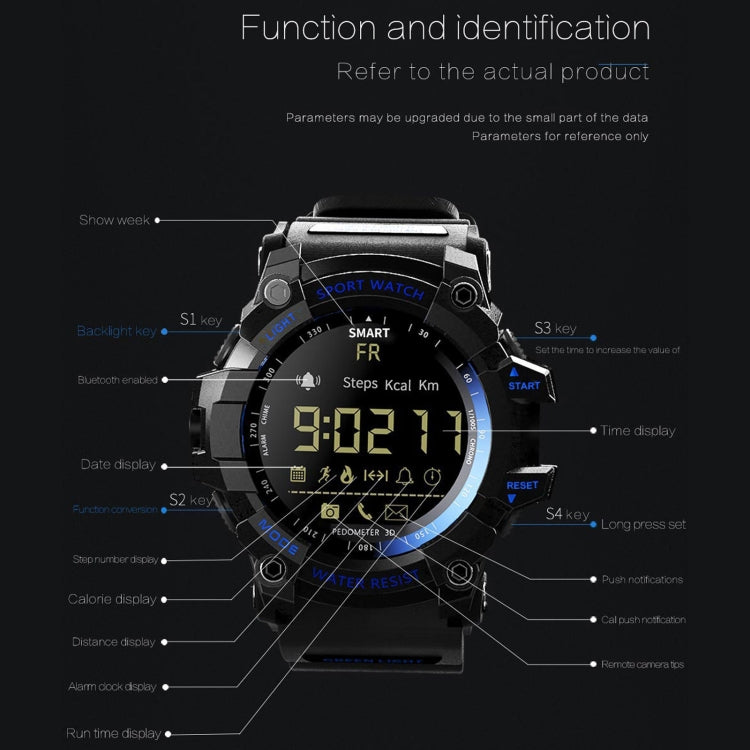 Montre intelligente Lokmat MK16 avec écran LCD, étanche jusqu'à 50 m, prise en charge des rappels d'informations / de l'appareil photo à distance / du moniteur de mouvement de marche