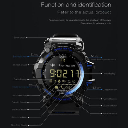 Montre intelligente Lokmat MK16 avec écran LCD, étanche jusqu'à 50 m, prise en charge des rappels d'informations / de l'appareil photo à distance / du moniteur de mouvement de marche