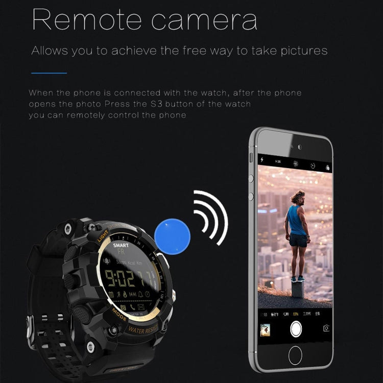 Montre intelligente Lokmat MK16 avec écran LCD, étanche jusqu'à 50 m, prise en charge des rappels d'informations / de l'appareil photo à distance / du moniteur de mouvement de marche