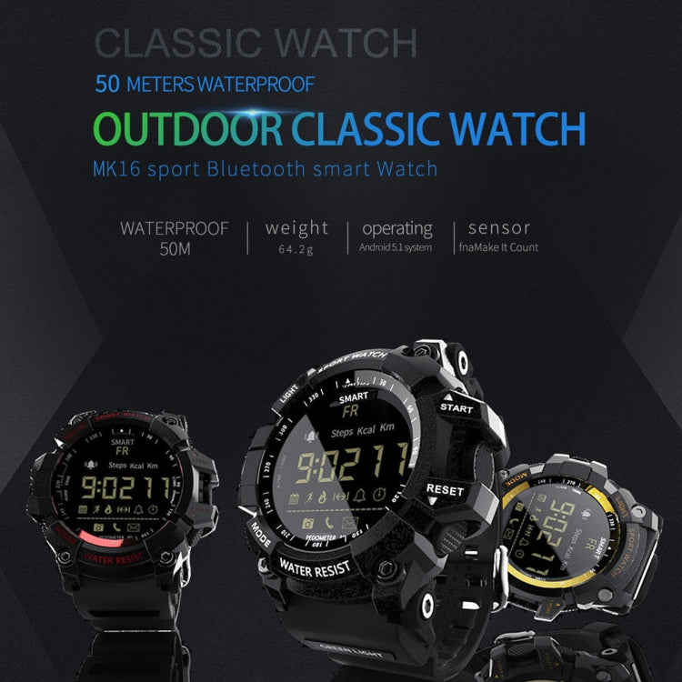 Montre intelligente Lokmat MK16 avec écran LCD, étanche jusqu'à 50 m, prise en charge des rappels d'informations / de l'appareil photo à distance / du moniteur de mouvement de marche