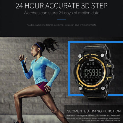 Montre intelligente Lokmat MK16 avec écran LCD, étanche jusqu'à 50 m, prise en charge des rappels d'informations / de l'appareil photo à distance / du moniteur de mouvement de marche