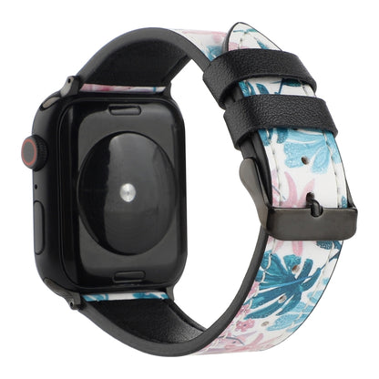 Printed Leather Watch Strap, For Apple Watch Series 7 45mm / 6 & SE & 5 & 4 44mm / 3 & 2 & 1 42mm, For Apple Watch Series 8&7 41mm / SE 2&6&SE&5&4 40mm / 3&2&1 38mm, For Apple Watch PSeries 7 41mm / 6 & SE & 5 & 4 40mm / 3 & 2 & 1 38mm�����������������...