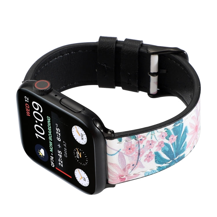 Printed Leather Watch Strap, For Apple Watch Series 7 45mm / 6 & SE & 5 & 4 44mm / 3 & 2 & 1 42mm, For Apple Watch Series 8&7 41mm / SE 2&6&SE&5&4 40mm / 3&2&1 38mm, For Apple Watch PSeries 7 41mm / 6 & SE & 5 & 4 40mm / 3 & 2 & 1 38mm�����������������...