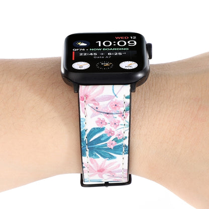 Printed Leather Watch Strap, For Apple Watch Series 7 45mm / 6 & SE & 5 & 4 44mm / 3 & 2 & 1 42mm, For Apple Watch Series 8&7 41mm / SE 2&6&SE&5&4 40mm / 3&2&1 38mm, For Apple Watch PSeries 7 41mm / 6 & SE & 5 & 4 40mm / 3 & 2 & 1 38mm                 ...