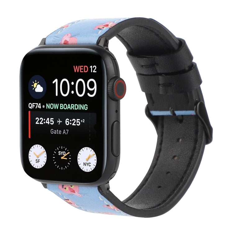 Printed Leather Watch Strap, For Apple Watch Series 7 45mm / 6 & SE & 5 & 4 44mm / 3 & 2 & 1 42mm, For Apple Watch Series 8&7 41mm / SE 2&6&SE&5&4 40mm / 3&2&1 38mm, For Apple Watch PSeries 7 41mm / 6 & SE & 5 & 4 40mm / 3 & 2 & 1 38mm�����������������...