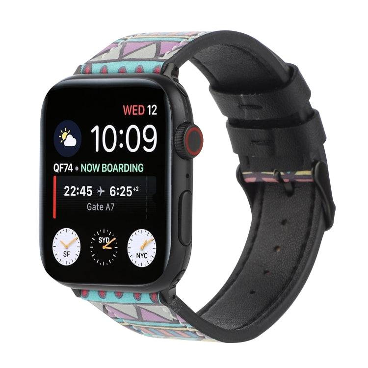 Printed Leather Watch Strap, For Apple Watch Series 7 45mm / 6 & SE & 5 & 4 44mm / 3 & 2 & 1 42mm, For Apple Watch Series 8&7 41mm / SE 2&6&SE&5&4 40mm / 3&2&1 38mm, For Apple Watch PSeries 7 41mm / 6 & SE & 5 & 4 40mm / 3 & 2 & 1 38mm�����������������...