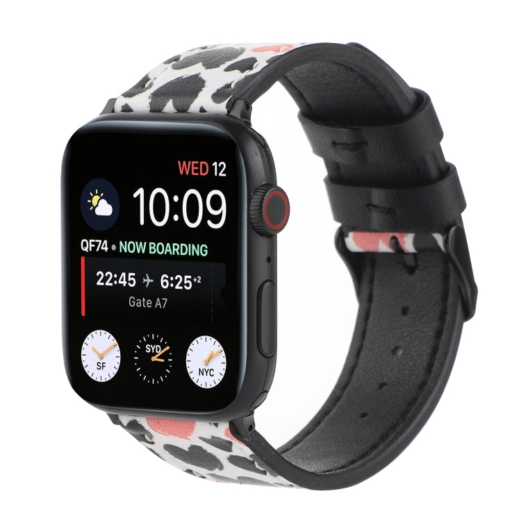 Printed Leather Watch Strap, For Apple Watch Series 7 45mm / 6 & SE & 5 & 4 44mm / 3 & 2 & 1 42mm, For Apple Watch Series 8&7 41mm / SE 2&6&SE&5&4 40mm / 3&2&1 38mm, For Apple Watch PSeries 7 41mm / 6 & SE & 5 & 4 40mm / 3 & 2 & 1 38mm�����������������...