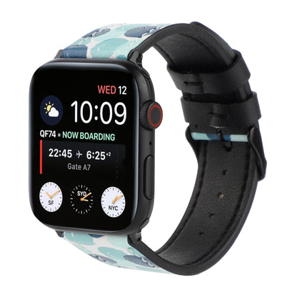 Printed Leather Watch Strap, For Apple Watch Series 7 45mm / 6 & SE & 5 & 4 44mm / 3 & 2 & 1 42mm, For Apple Watch Series 8&7 41mm / SE 2&6&SE&5&4 40mm / 3&2&1 38mm, For Apple Watch PSeries 7 41mm / 6 & SE & 5 & 4 40mm / 3 & 2 & 1 38mm�����������������...