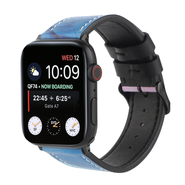Printed Leather Watch Strap, For Apple Watch Series 7 45mm / 6 & SE & 5 & 4 44mm / 3 & 2 & 1 42mm, For Apple Watch Series 8&7 41mm / SE 2&6&SE&5&4 40mm / 3&2&1 38mm, For Apple Watch PSeries 7 41mm / 6 & SE & 5 & 4 40mm / 3 & 2 & 1 38mm�����������������...