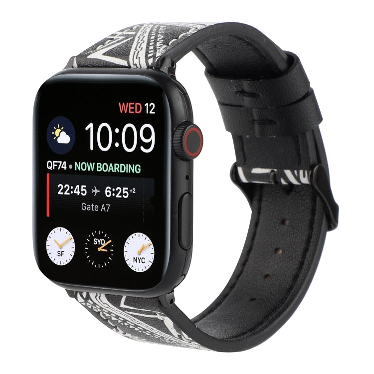 Printed Leather Watch Strap, For Apple Watch Series 7 45mm / 6 & SE & 5 & 4 44mm / 3 & 2 & 1 42mm, For Apple Watch Series 8&7 41mm / SE 2&6&SE&5&4 40mm / 3&2&1 38mm, For Apple Watch PSeries 7 41mm / 6 & SE & 5 & 4 40mm / 3 & 2 & 1 38mm�����������������...