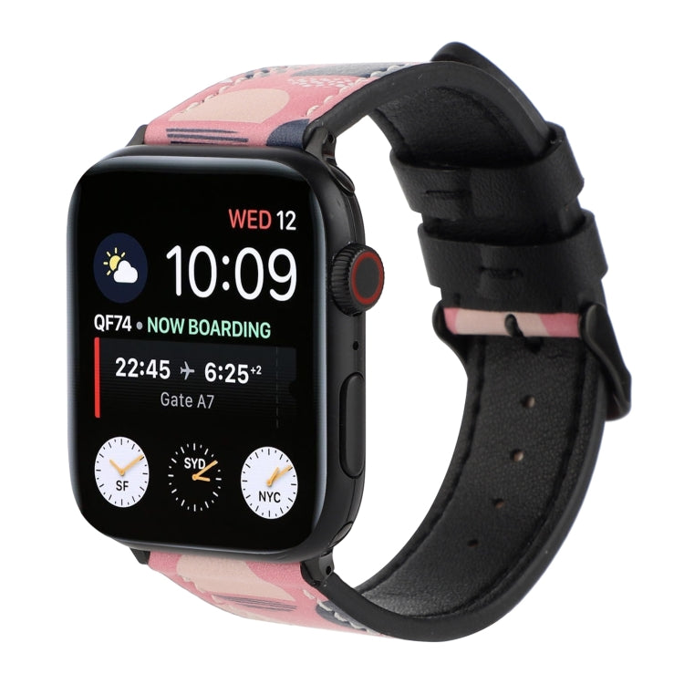 Printed Leather Watch Strap, For Apple Watch Series 7 45mm / 6 & SE & 5 & 4 44mm / 3 & 2 & 1 42mm, For Apple Watch Series 8&7 41mm / SE 2&6&SE&5&4 40mm / 3&2&1 38mm, For Apple Watch PSeries 7 41mm / 6 & SE & 5 & 4 40mm / 3 & 2 & 1 38mm�����������������...