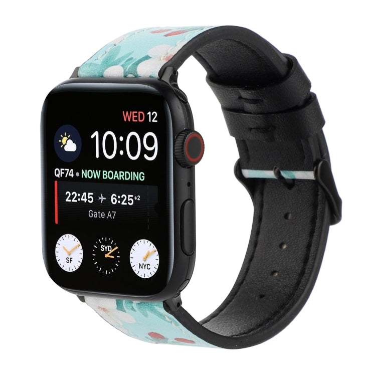 Printed Leather Watch Strap, For Apple Watch Series 7 45mm / 6 & SE & 5 & 4 44mm / 3 & 2 & 1 42mm, For Apple Watch Series 8&7 41mm / SE 2&6&SE&5&4 40mm / 3&2&1 38mm, For Apple Watch PSeries 7 41mm / 6 & SE & 5 & 4 40mm / 3 & 2 & 1 38mm�����������������...