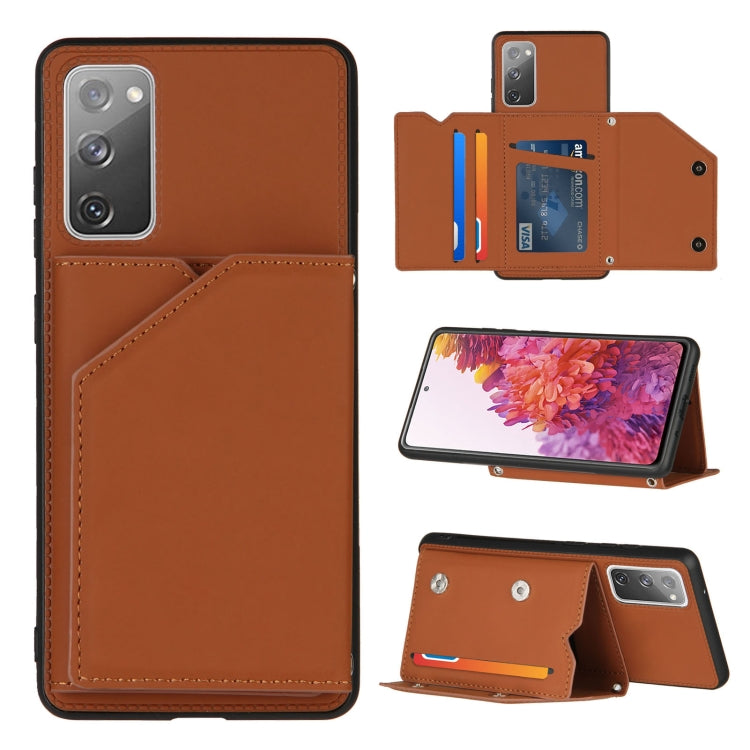 Skin Feel PU + TPU + PC Back Cover Shockproof Case with Card Slots & Holder & Photo Frame, For OPPO Realme 7, For Samsung Galaxy A50 & A30s & A50s, For OPPO Realme C11, For Samsung Galaxy A70 & A70s, For OPPO Realme C15, For Samsung Galaxy M60s & A81  ...