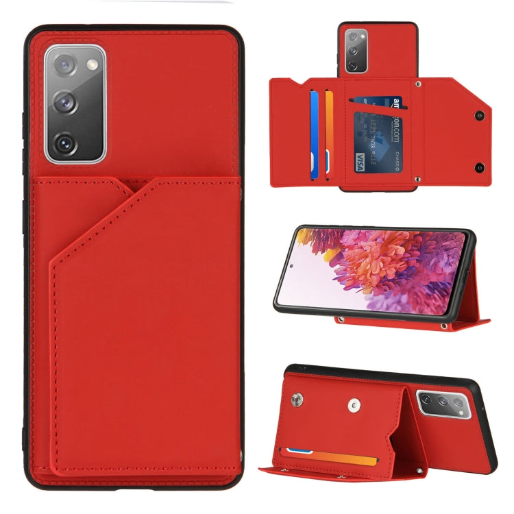 Skin Feel PU + TPU + PC Back Cover Shockproof Case with Card Slots & Holder & Photo Frame, For OPPO Realme 7, For Samsung Galaxy A50 & A30s & A50s, For OPPO Realme C11, For Samsung Galaxy A70 & A70s, For OPPO Realme C15, For Samsung Galaxy M60s & A81  ...