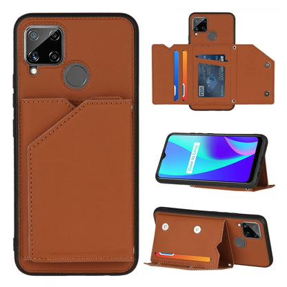 Skin Feel PU + TPU + PC Back Cover Shockproof Case with Card Slots & Holder & Photo Frame, For OPPO Realme 7, For Samsung Galaxy A50 & A30s & A50s, For OPPO Realme C11, For Samsung Galaxy A70 & A70s, For OPPO Realme C15, For Samsung Galaxy M60s & A81  ...