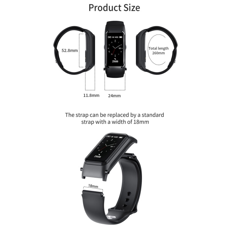 X4 1.14 inch HD Screen Bluetooth Earphone Smart Bracelet, Support Sleep Monitoring / Body Temperature Monitoring / Heart Rate Monitoring
