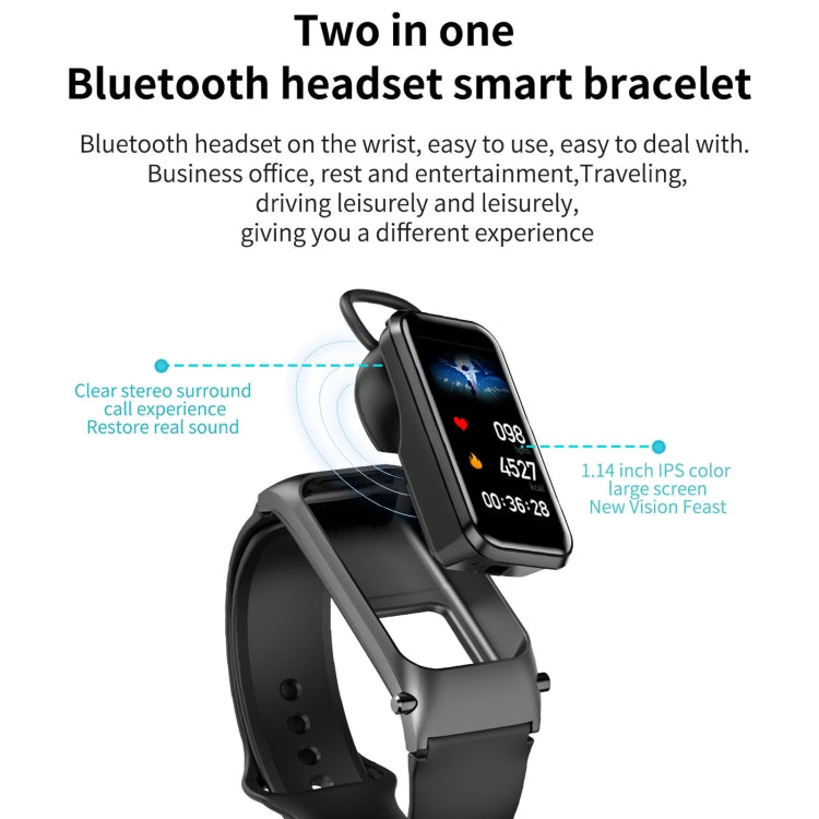 X4 1.14 inch HD Screen Bluetooth Earphone Smart Bracelet, Support Sleep Monitoring / Body Temperature Monitoring / Heart Rate Monitoring
