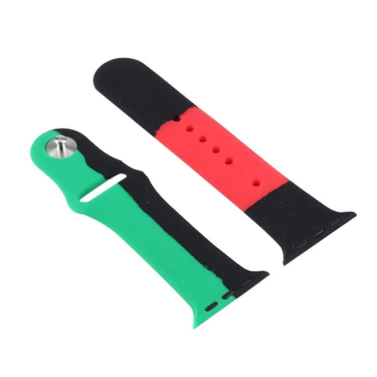 Black Unity Silicone Sports Replacement Watchbands For Apple Watch Series 6 & SE & 5 & 4 40mm / 3 & 2 & 1 38mm, For Apple Watch 40mm/38mm