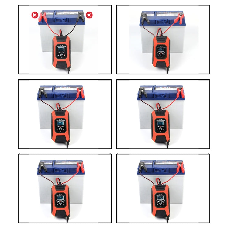 FOXSUR Auto- / Motorrad-Reparatur-Ladegerät 12V 7A 7-stufig + Mehrfach-Batterie-Modus Bleisäure-Batterieladegerät, US-Stecker, EU-Stecker, UK-Stecker