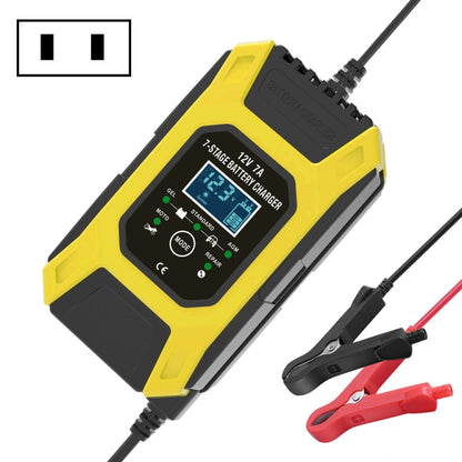 FOXSUR Auto- / Motorrad-Reparatur-Ladegerät 12V 7A 7-stufig + Mehrfach-Batterie-Modus Bleisäure-Batterieladegerät, US-Stecker, EU-Stecker, UK-Stecker