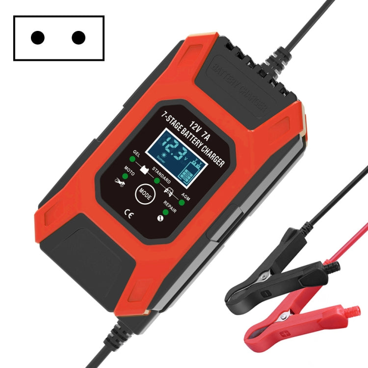FOXSUR Auto- / Motorrad-Reparatur-Ladegerät 12V 7A 7-stufig + Mehrfach-Batterie-Modus Bleisäure-Batterieladegerät, US-Stecker, EU-Stecker, UK-Stecker