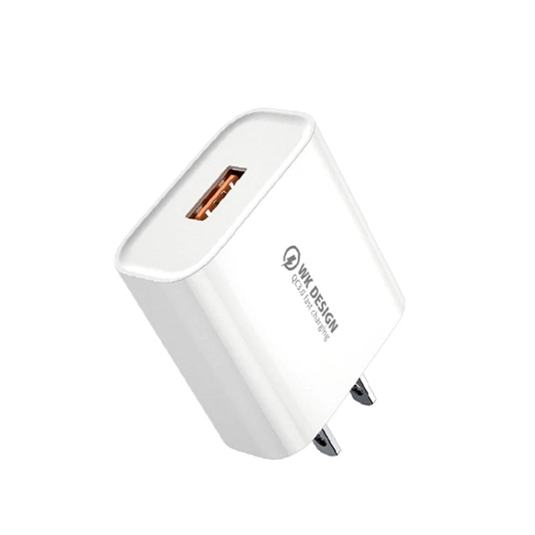 WK WP-U57 Max 18W Maxspeed QC3.0 Fast Charger + USB to 8 Pin Data Cable, US Plug, EU Plug