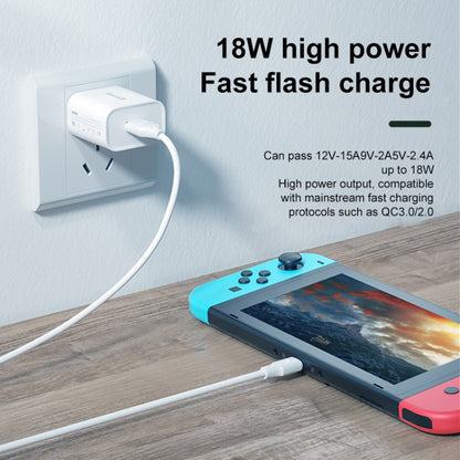WK WP-U57 Max 18W Maxspeed QC3.0 Fast Charger + USB to 8 Pin Data Cable, US Plug, EU Plug