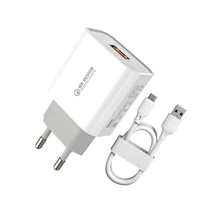 WK WP-U57 Max 18W Maxspeed QC3.0 Fast Charger + USB to 8 Pin Data Cable, US Plug, EU Plug
