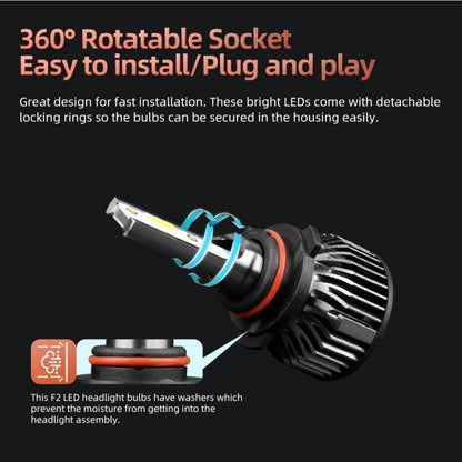 2 PCS DC9-36V / 25W / 6000K / 2500LM IP68 Waterproof Car LED Headlight, F2 9005 / HB3 / H10