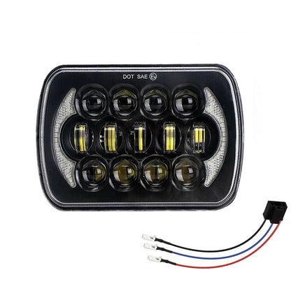 7 inch(5X7)/(7X6) H4 DC 9V-30V 30000LM 300W 8LEDs Car Square Shape LED Headlight Lamps for Jeep Wrangler, 8LEDs
