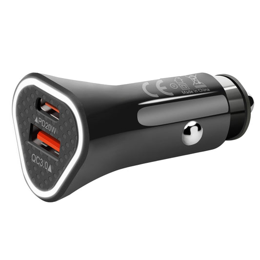 Chargeur de voiture rapide YSY-313PD30W QC3.0 USB + PD 30W USB-C / Type-C Triangle double port, Chargeur de voiture